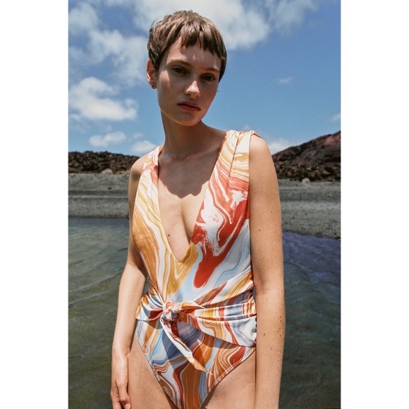 NWT Zara Marbled One Piece Swimsuit, M - Picture 3 of 9